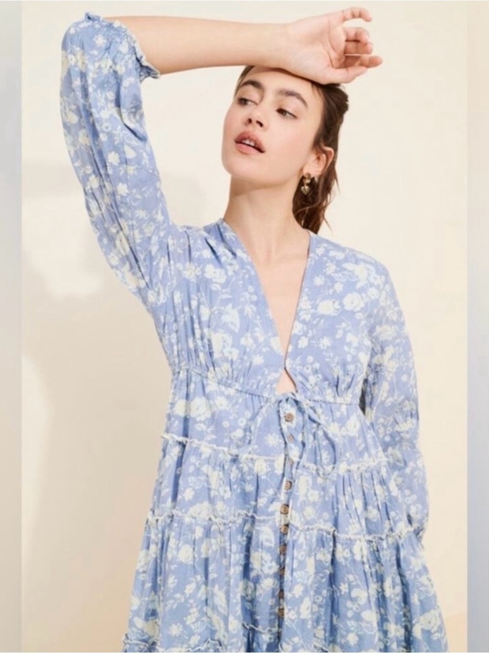 Free People Pappiet Midi Dress in Bluebell Combo Size XL - Picture 6 of 9